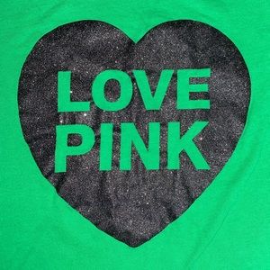 VICTORIA'S SECRET PINK CAMPUS SHORT SLEEVE TEE SMALL HAPPY CAMPER SHINE